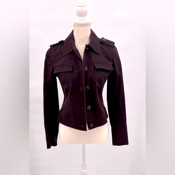 Michael Kors Blazer Military Brown Cropped Size M - Picture 1 of 7